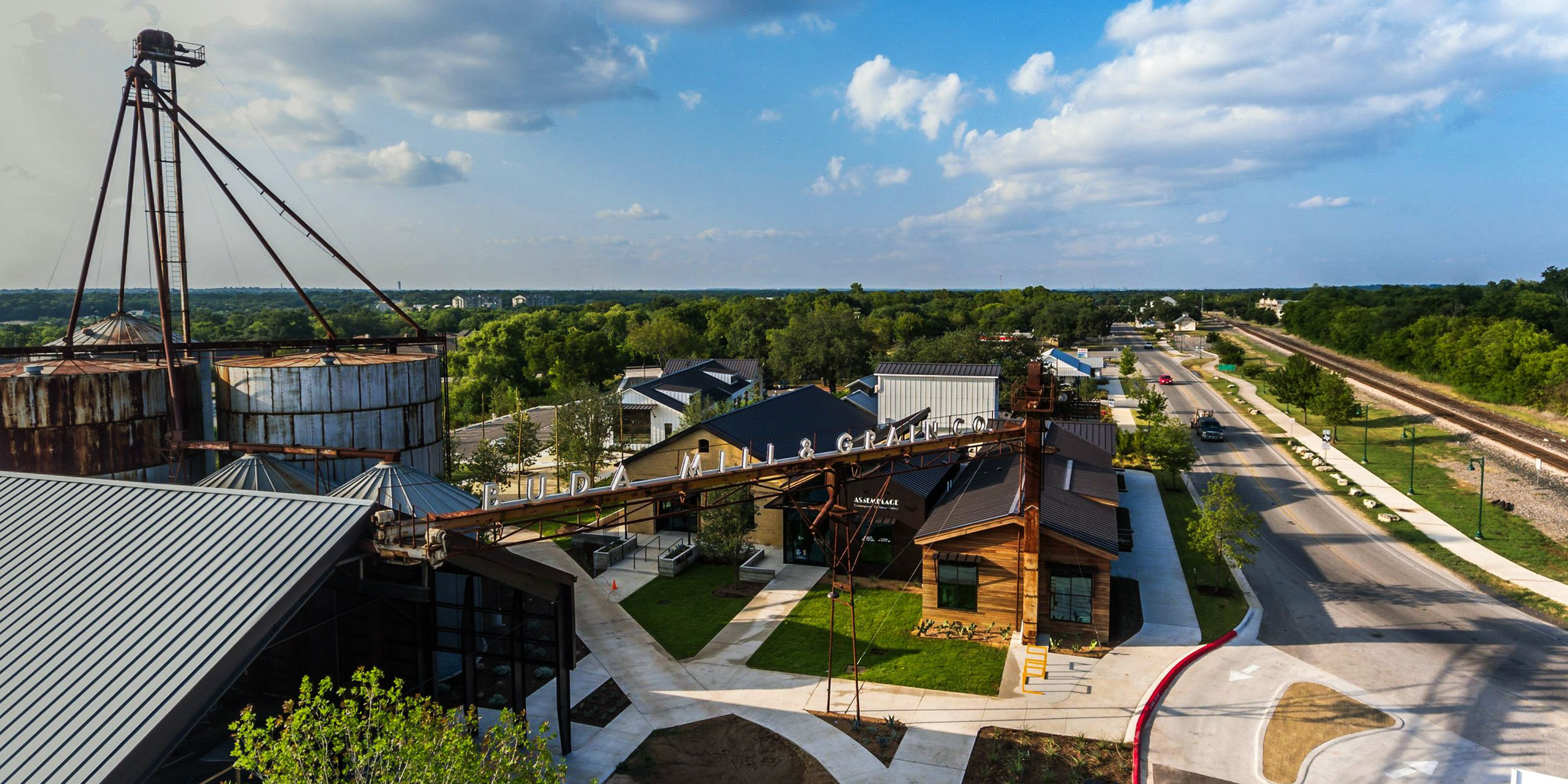 Aerial of Buda Mill. & Grain