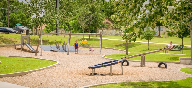 Children playing on a playscape