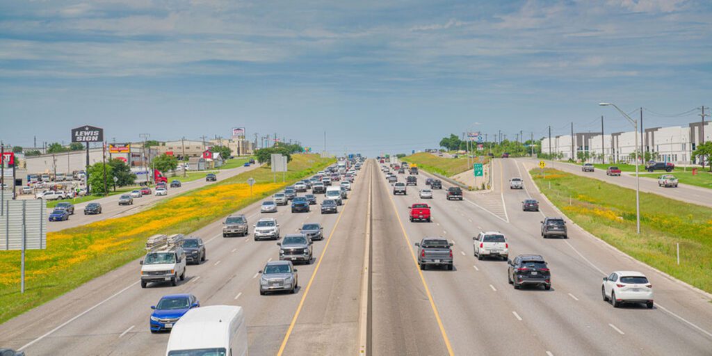 Cars on Interstate 35 in Buda, Texas