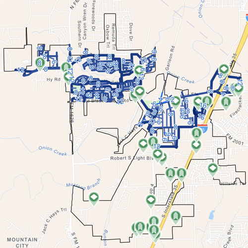 Water Lines Buda, Texas Map