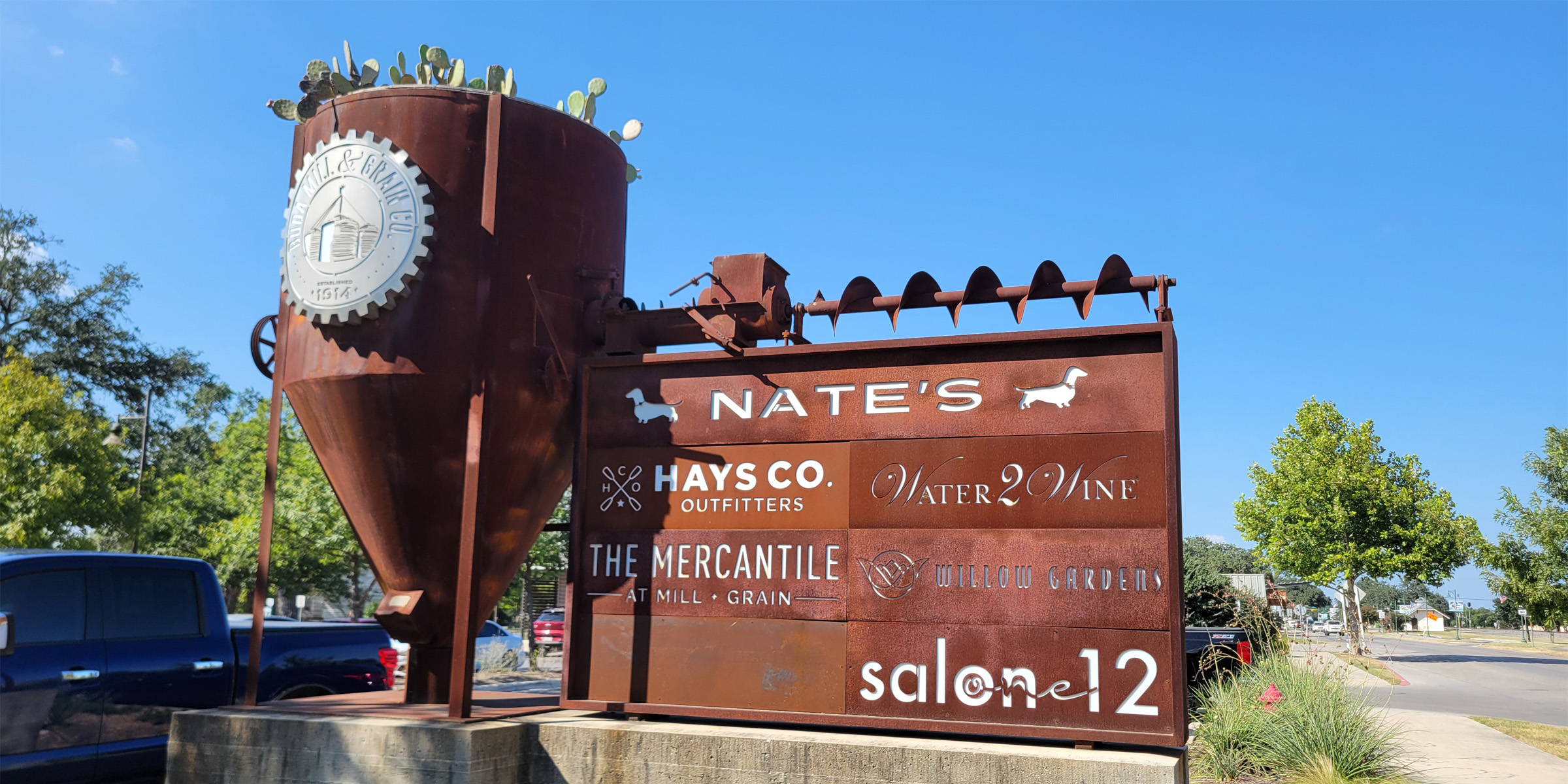 Buda Mill and Grain monument sign