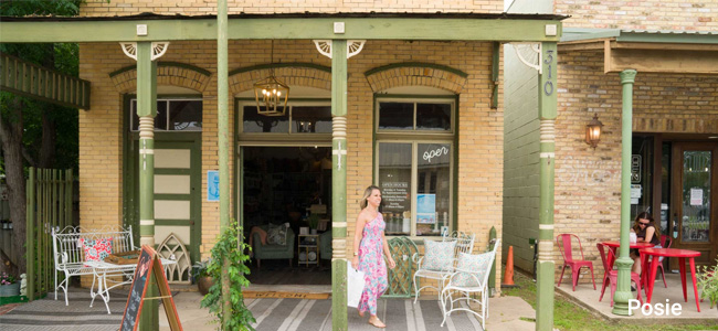 woman walking out of Posie boutique