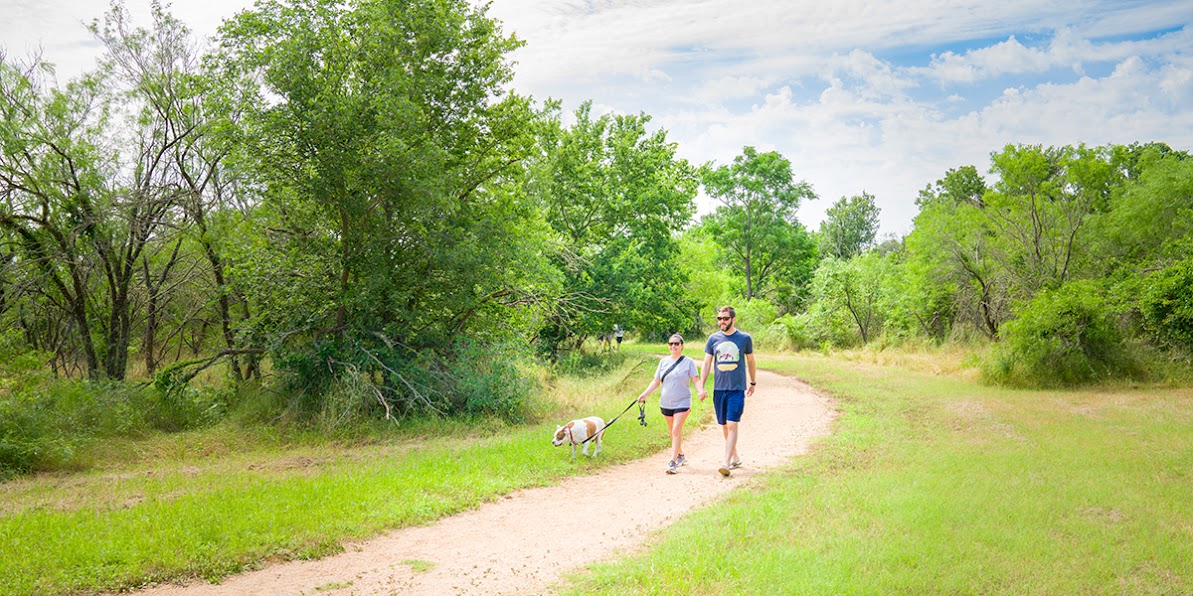 couple walking on trail